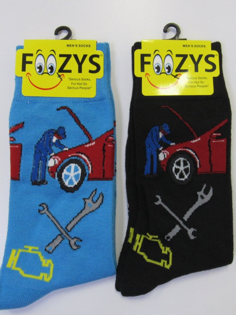 2 Pairs Foozys Auto Mechanic Grease Monkey Men's Novelty Fun Crew Socks Gift